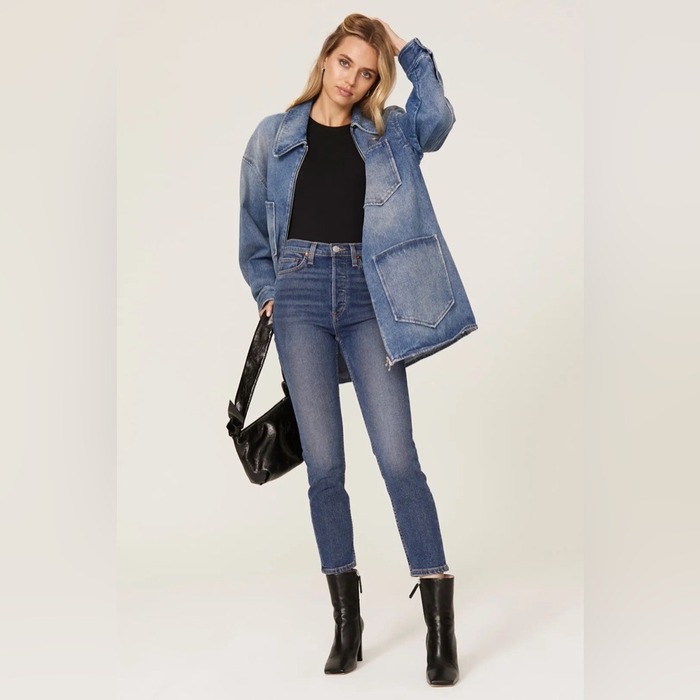 Re/Done High Rise Ankle Crop Jeans Medium Wash Size 26